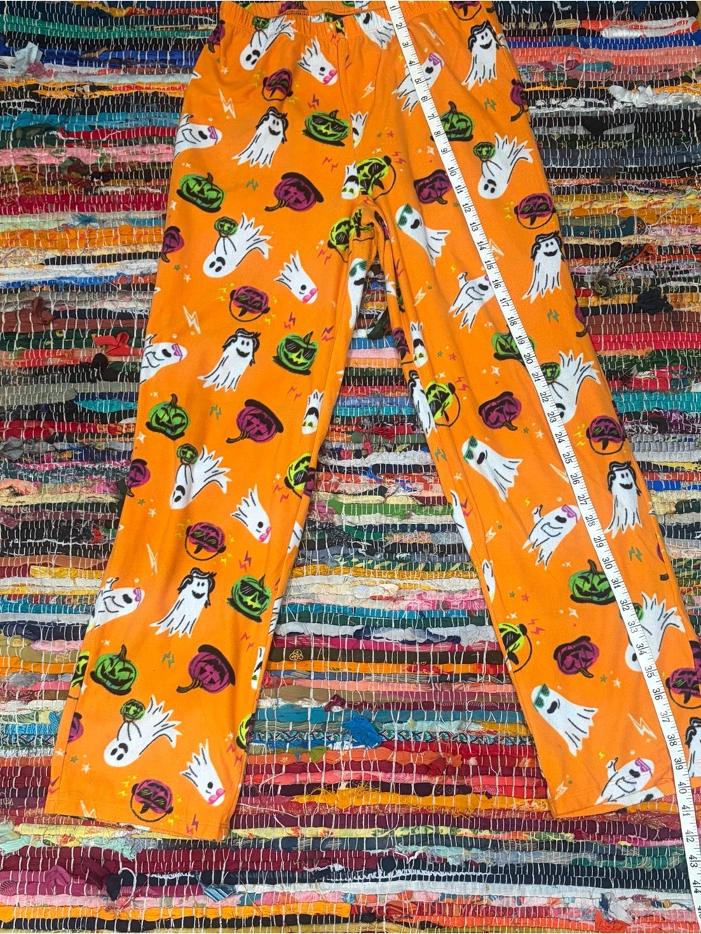 Orange Halloween Ghost & Pumpkin Pajama Bottoms